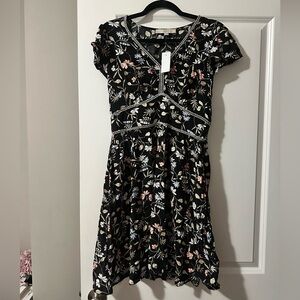 LOFT black floral dress